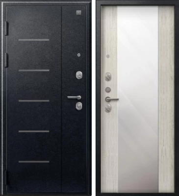 Дверь V-04 Черный муар - Полярный дуб Зеркало