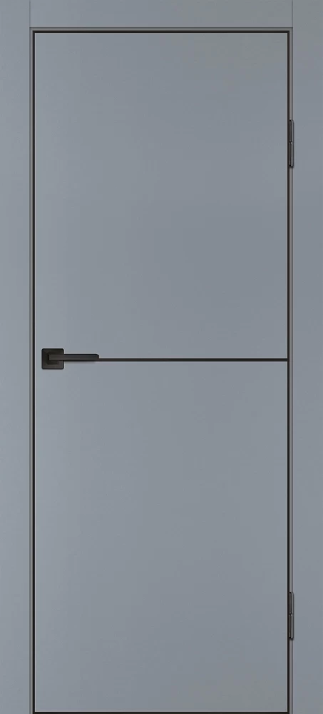 Фото Межкомнатная дверь P-19  черный молдинг PET,  кромка ABS черная c 4-х ст. Серый матовый
