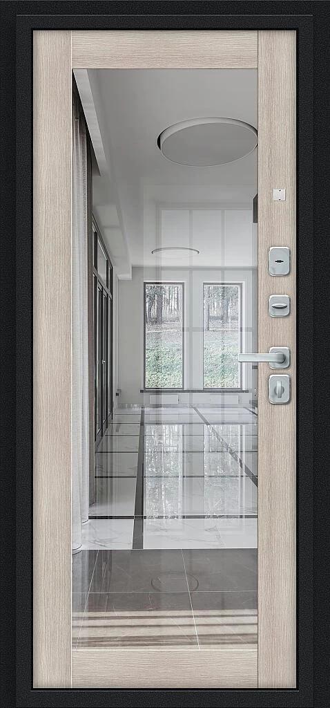 Фото Входная дверь Флэш МФ/BChrome Букле черное/Cappuccino Melinga BR6198 внутренняя сторона